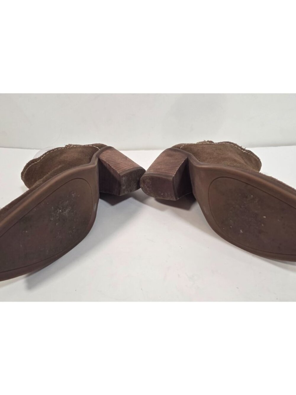 Lucky Brand Brown Suede Wedge Ankle Booties Side Zip Boho Western 8 - Picture 8 of 10